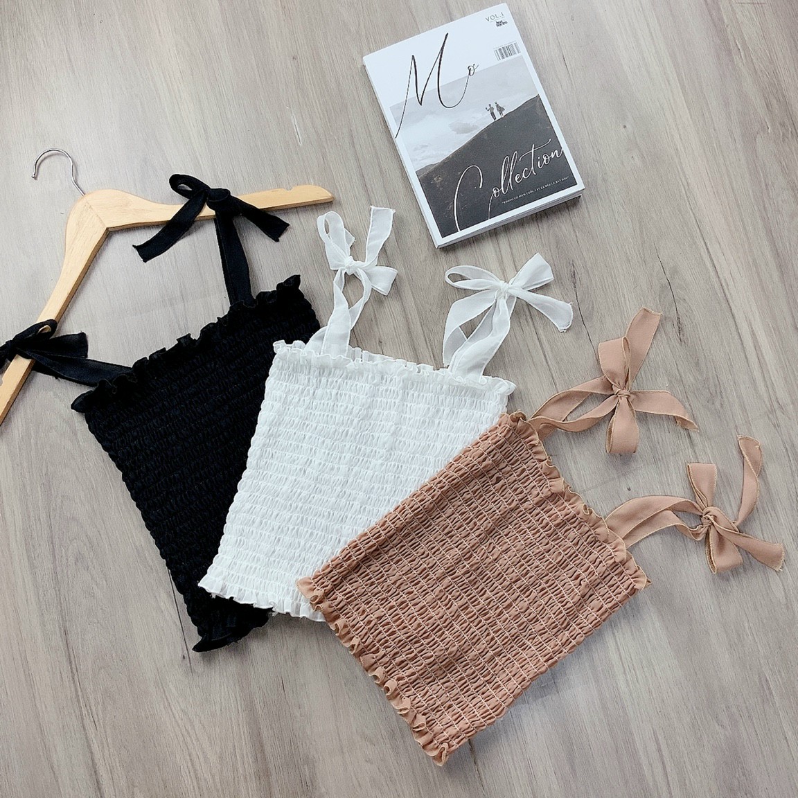 [HCM]Áo 2 dây nhún cột nơ - UT52