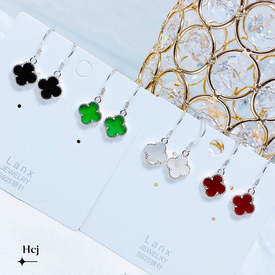 Bông Tai Cỏ 4 Lá May Mắn 4 Màu Y Ảnh  - TRANG SỨC BẠC TNJ CAM KẾT HÀNG CHUẨN ẢNH, CHẤT LƯỢNG TỐT, PHỤC VỤ TẬN TÌNH, CHU ĐÁO