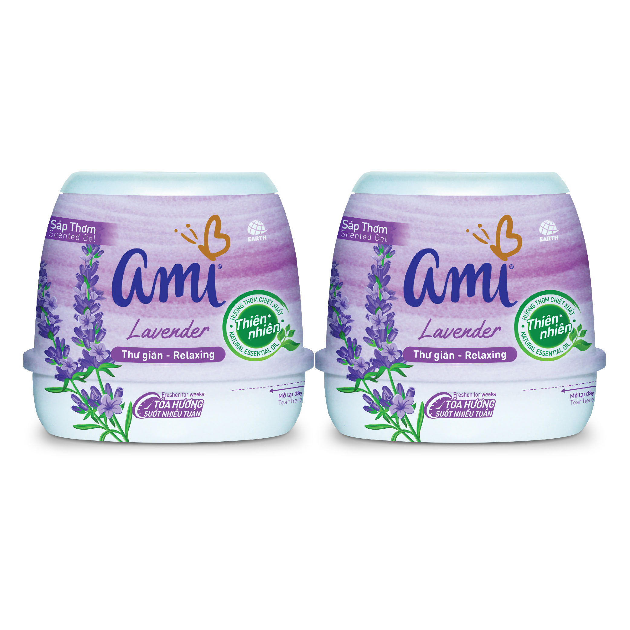 Combo 2 hộp Sáp thơm khử mùi Ami - Hương thơm chiết xuất thiên nhiên, Tỏa hương suốt nhiều tuần (Nhiều lựa chọn mùi hương) - Lavender thư giãn