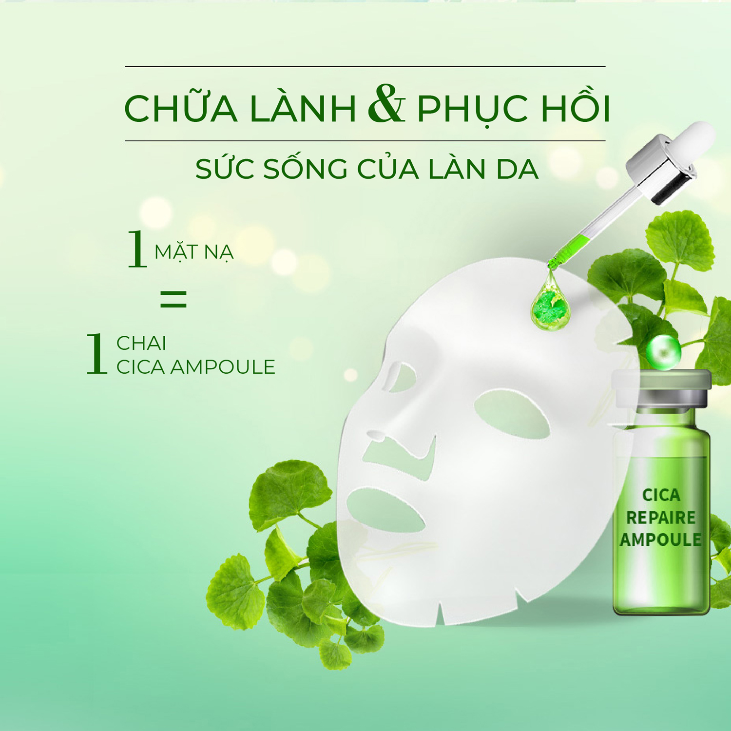 Combo 6 Mặt nạ BIO TREASURE tinh chất Rau má 20ML (6 miếng x 20ML)