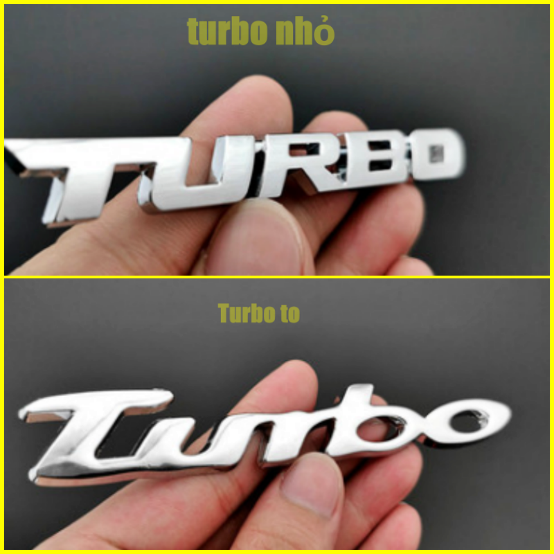 Miếng dán logo turbo 3d hợp kim trang trí ô tô xe máy