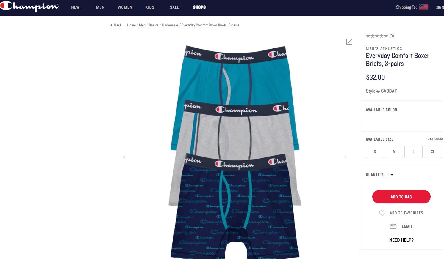 Sịp boxer hàng hiệu Champion xuất dư