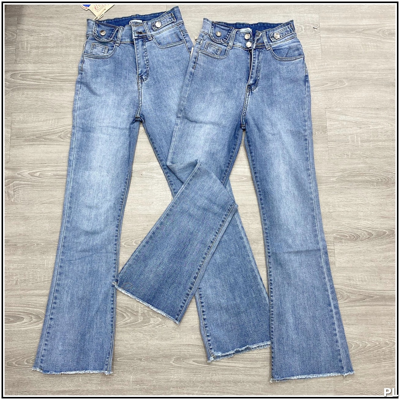 Quần jean nữ ỐNG LOE MÀU XANH NHẠT LOANG PHỐI LẮP TÚI + KHUY xanh nhạt chất jean co giãn tốt s2+-16