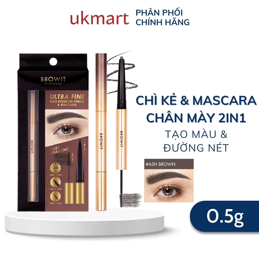 Kẻ Mày Và Mascara Mày Browit #Dark Brown 0.16g + 1.26g Ultra Fine Duo Eyebrow Pencil & Mascara