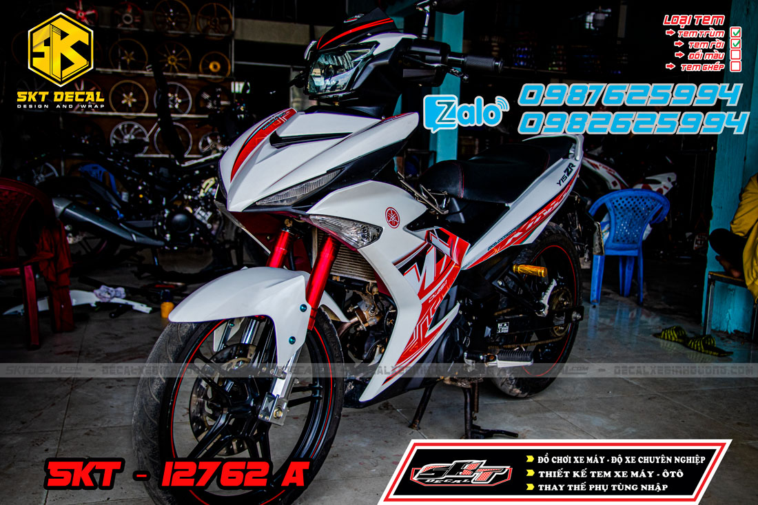 tem rời xe exciter 150 trắng đỏ mx king