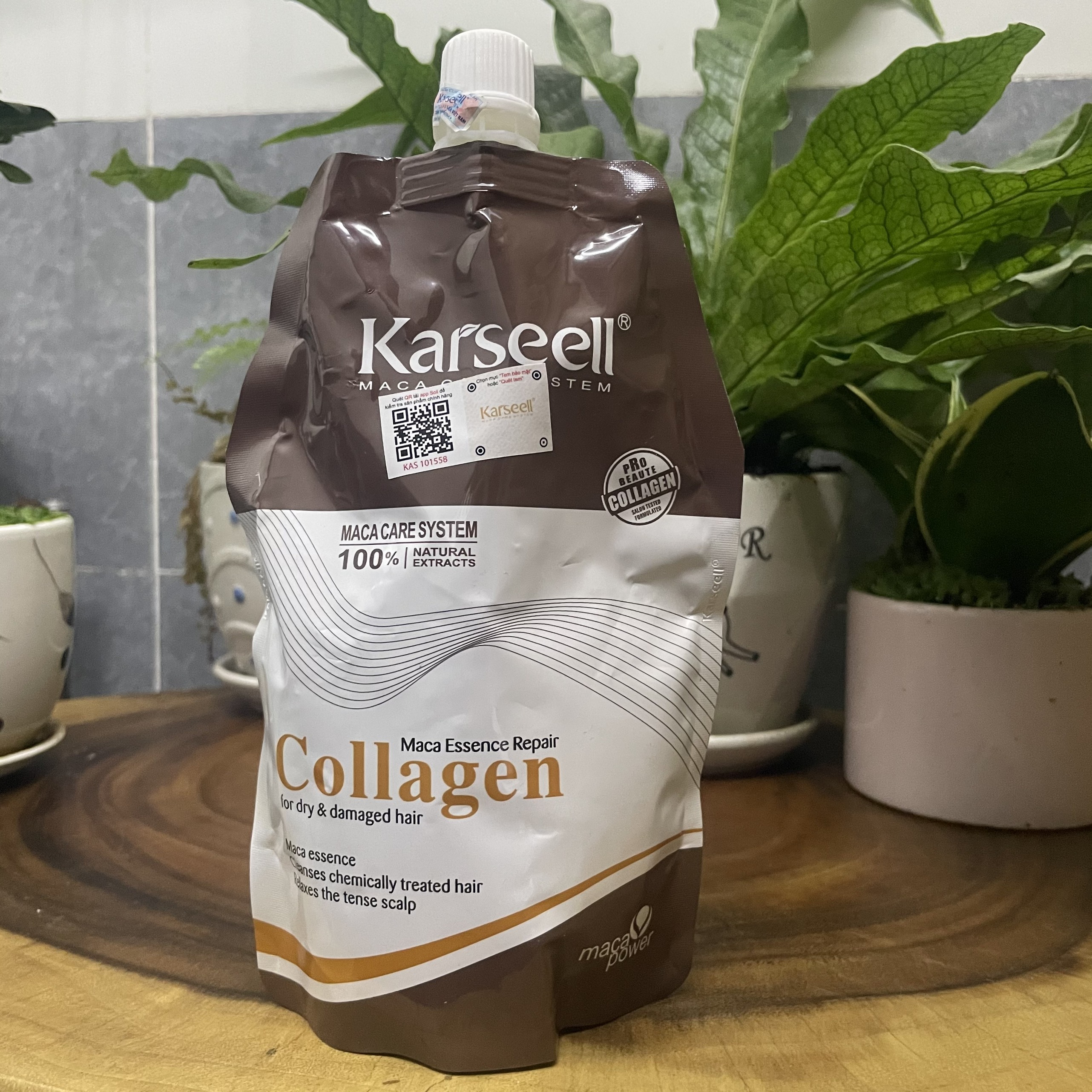 Kem hấp dầu collagen karseell maca power siêu mềm mượt ý 500ml