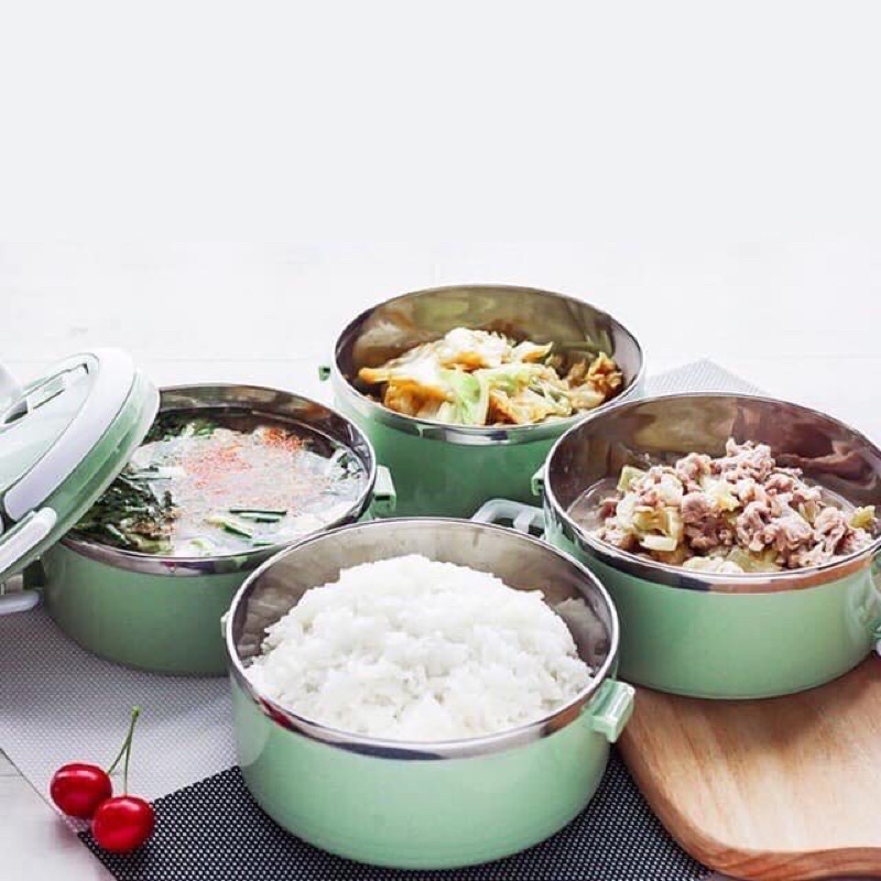 Cặp lồng cơm inox giữ nhiệt lúa mạch 4 tầng