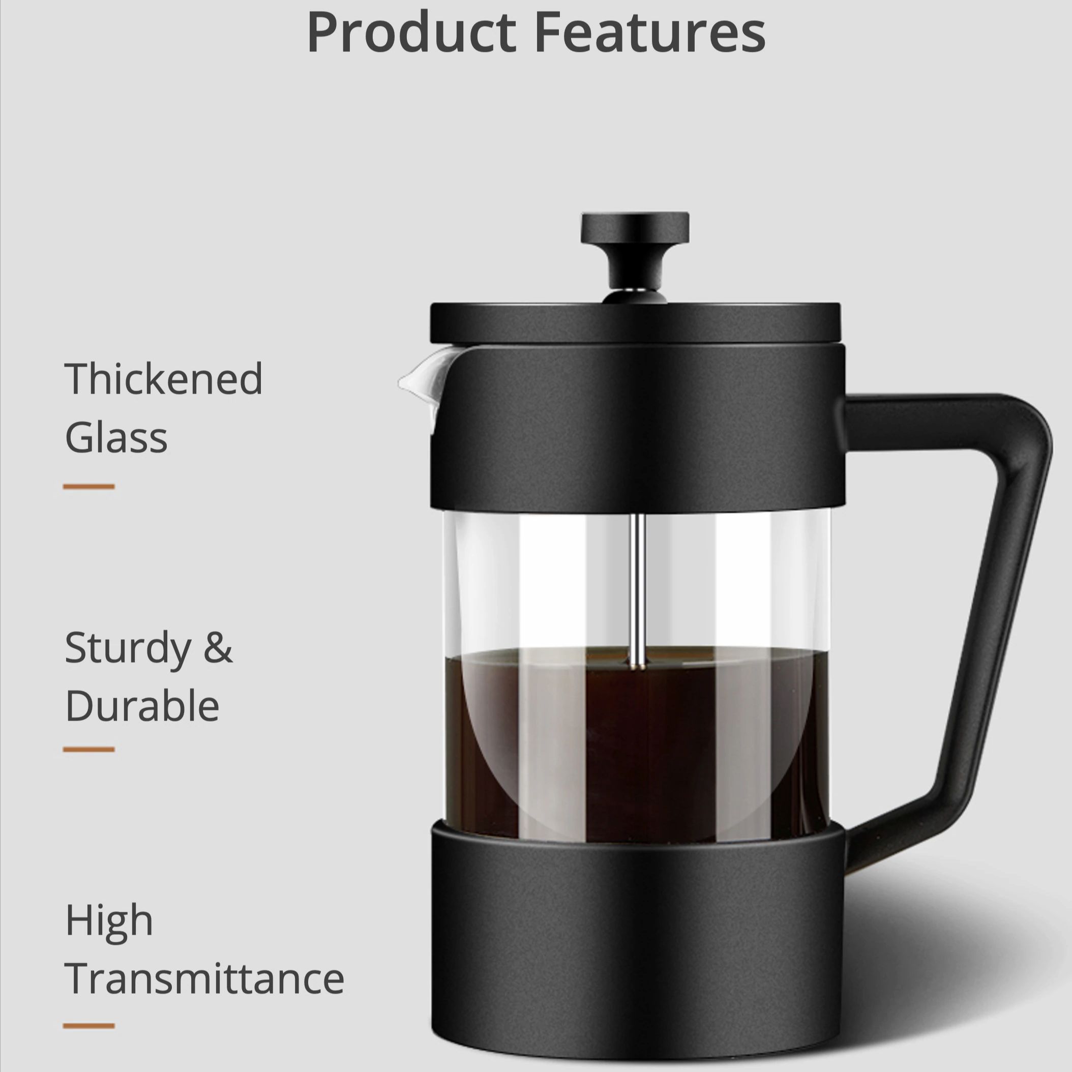 350ML Ly Ép Cà Phê Cao Thủy Tinh, Pha Cà Phê Bọt Sữa, Tạo Bọt, Pha Trà
