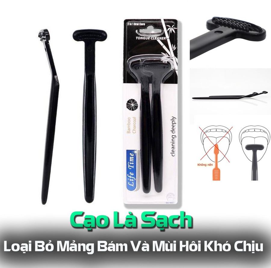 Set 2 Dụng cụ vệ sinh lưỡi - Dụng cụ rơ lưỡi - Vệ sinh răng miệng