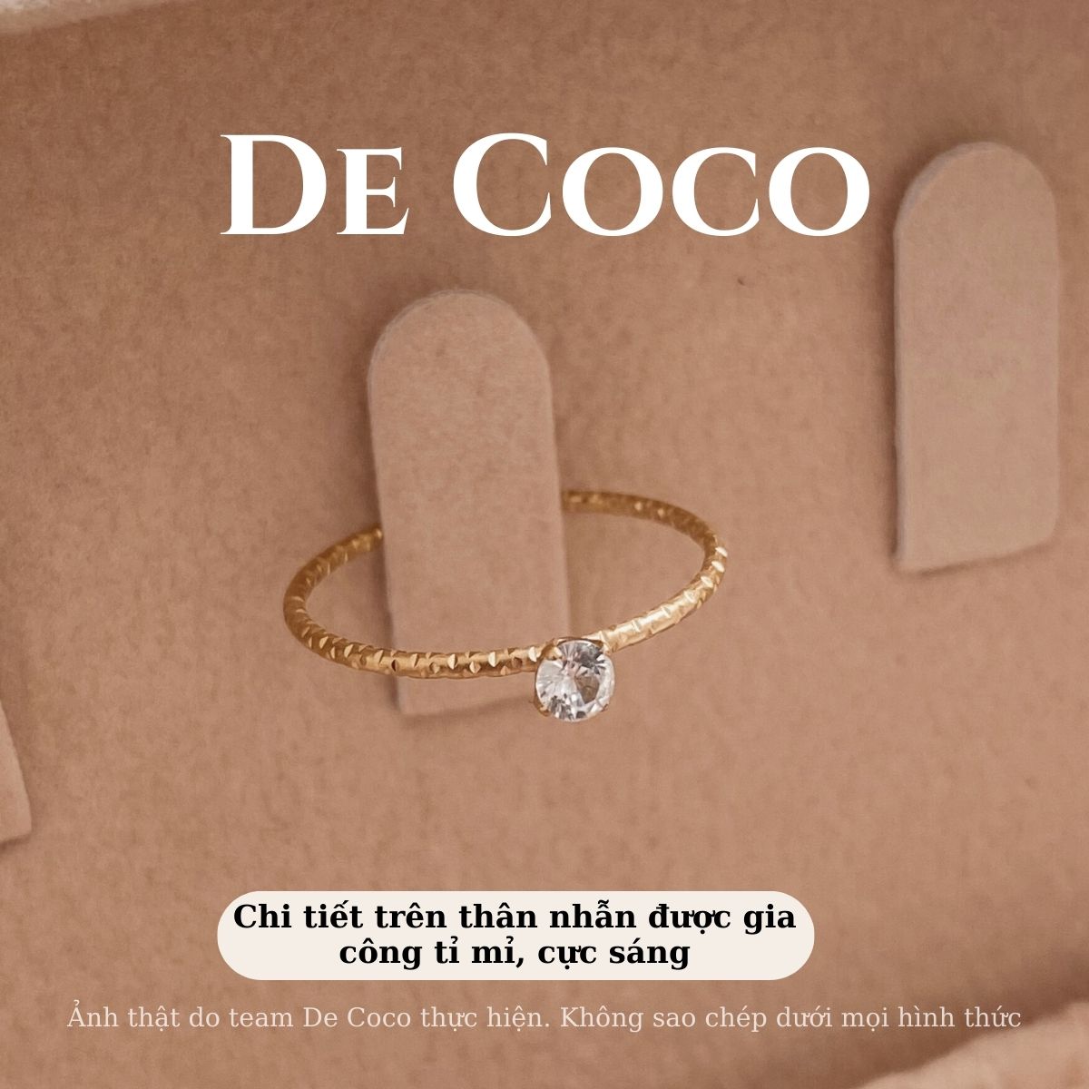 KHÔNG ĐEN GỈ - Nhẫn nữ thân mảnh đánh nhám Slenda De Coco