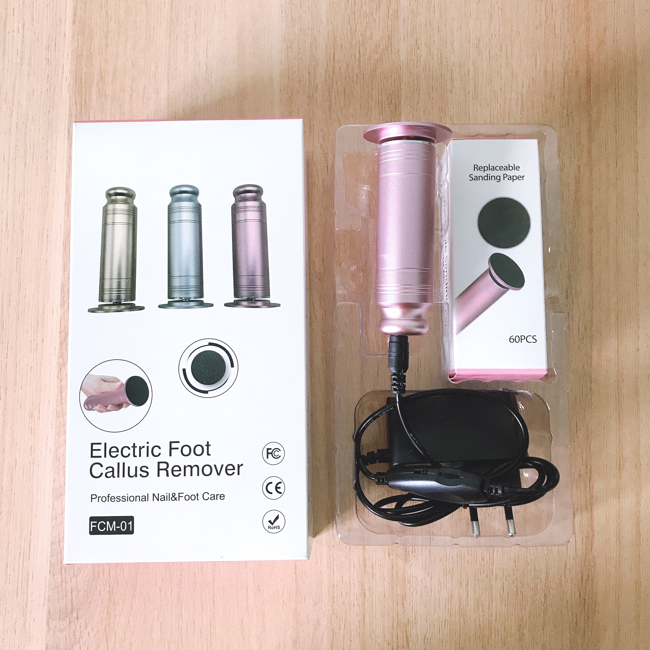 Combo máy chà gót chân điện + 60 miếng chà cho tiệm nails, spa | máy mài gót chân, tẩy da chết chân
