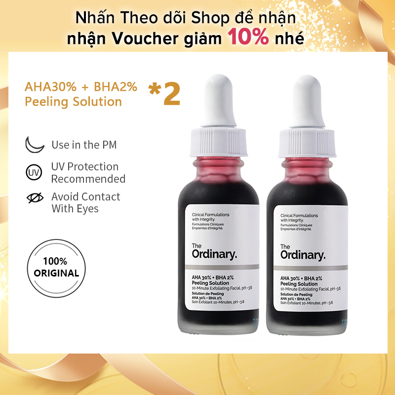 The Ordinary Bộ dưỡng da 2 chai AHA30% + BHA2% Peeling Solution （30ml *2）