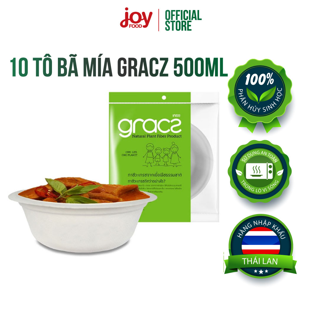 10 tô bã mía dùng 1 lần Gracz 500ml (trắng) L001C