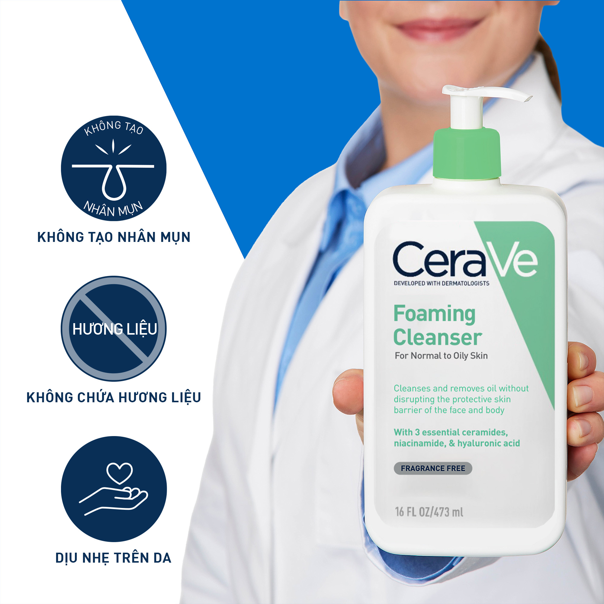 Bộ đôi sữa rửa mặt CeraVe dành cho da dầu Foaming Cleanser 473ml