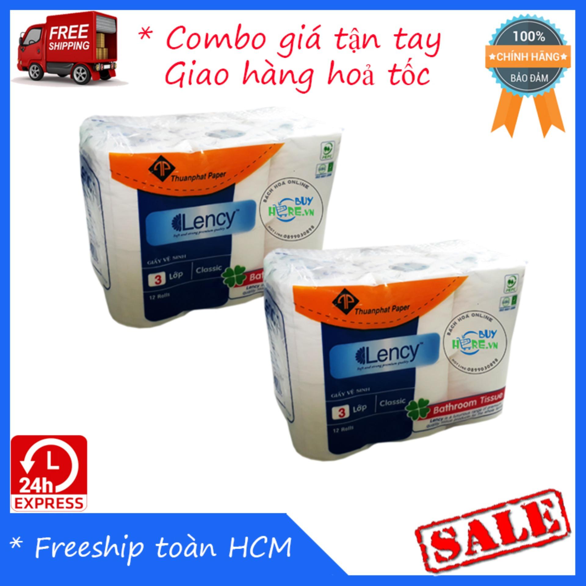 Combo 2 lốc Giấy vệ sinh Lency 12 cuộn