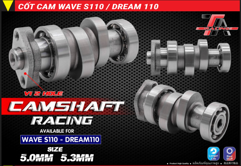 CỐT CAM ĐỘ 2 LỖ WAVE S110  / DREAM 110 -  TA RACING