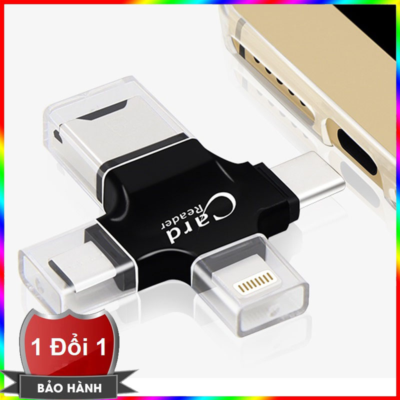 Đầu đọc thẻ đa năng 4 in 1 dùng cho ios - android - pc- macbook