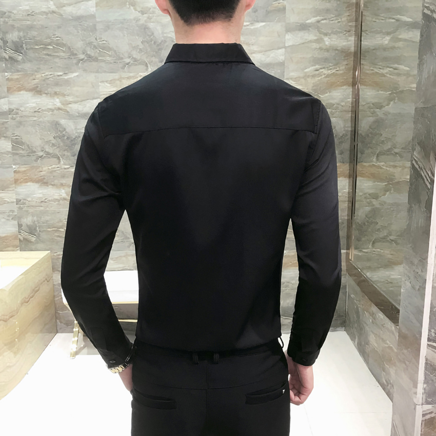 Áo sơ mi nam dài tay cúc chéo kiểu dáng Hàn quốc H28