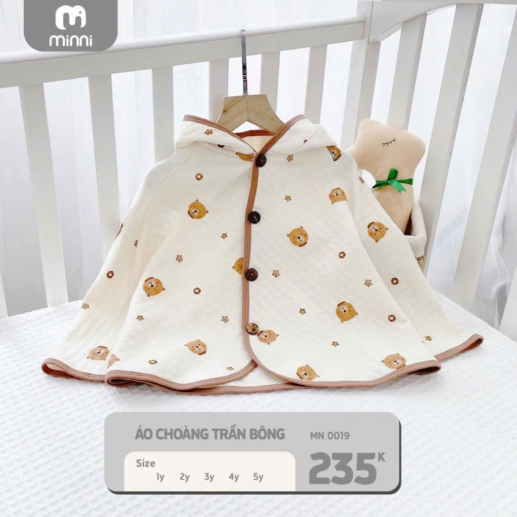 Áo Choàng Trần Bông Minni Có Mũ Đa Năng Cho Bé Size 4-5Y MN0019