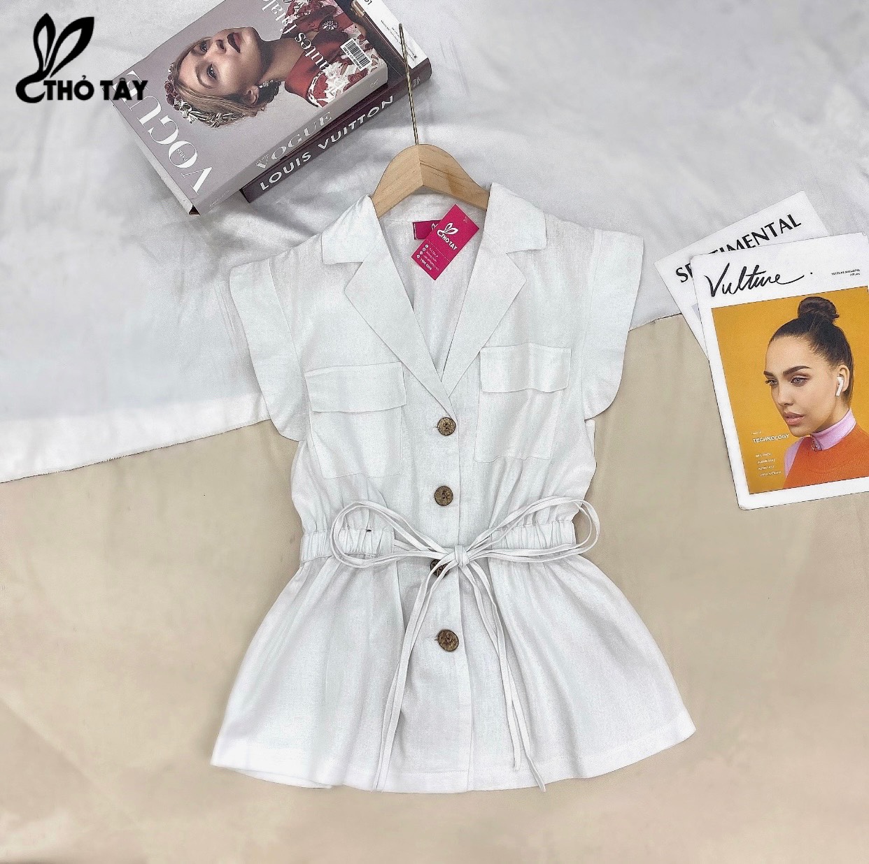 Áo Kiểu Nữ Linen Rút Eo - THỎ TÂY A209Cx398