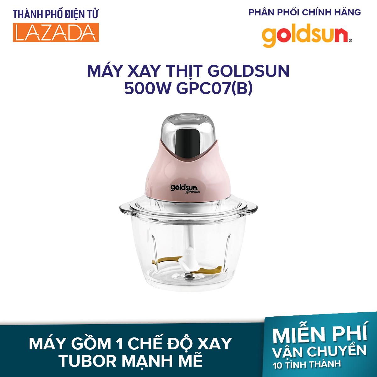 Máy xay thịt Goldsun 500W GPC07 (B) - Cối thủy tinh cao cấp 1L, Lưỡi dao thép phủ titantium - Hãng phân phối chính thức
