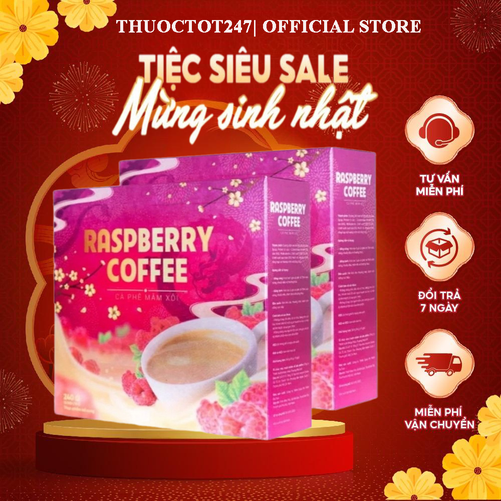 Cà phê giảm cân mâm xôi Raspberry Coffee Cà phê mâm xôi Chính hãng Hộp 15 gói