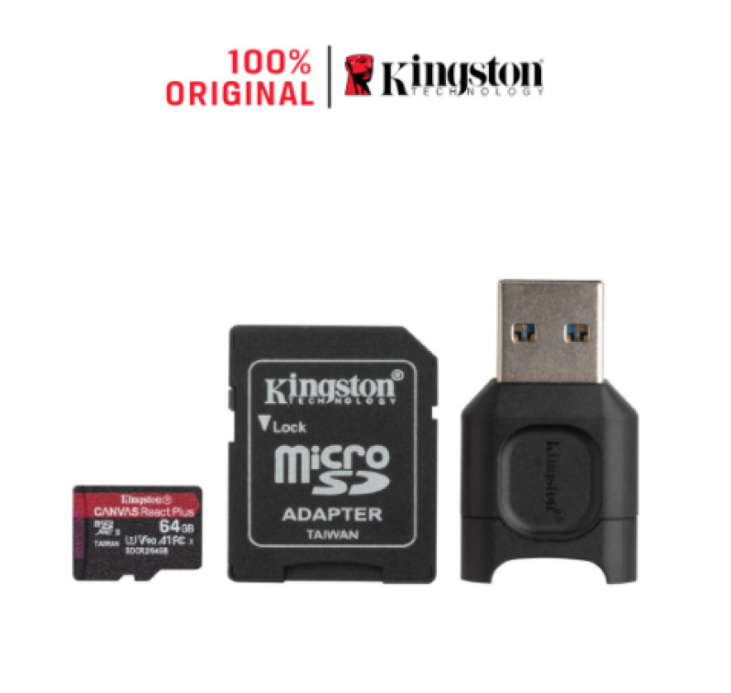 Thẻ nhớ tốc độ cao Micro SDXC Kingston Canvas React Plus V90 U3 UHS-II 64GB 300MB/260MB