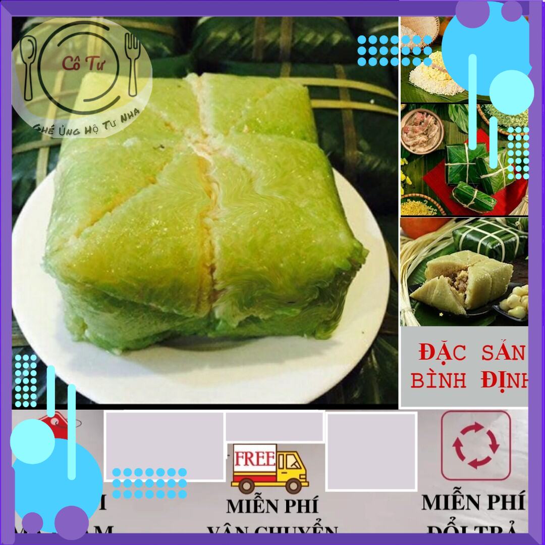 3 Cái Bánh Chưng Lớn Cô 4 Đặc Sản Bình Định (1 cái khoảng 400 gram luôn lá)
