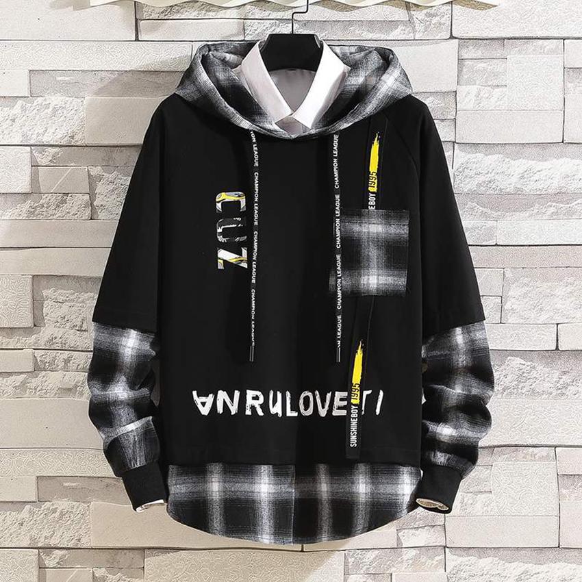 Áo Hoodies Nỉ Nam Thu Đông CUZ Phối Sọc Kẻ Caro Có Mũ Trùm Đầu Thời Trang FASHION4MENHCM AO TOP NAM 123C