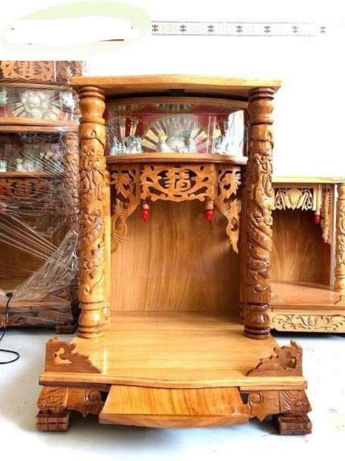 [Trả góp 0%] Bàn Thờ Ông Địa Căm Xe (trụ hộp đèn) 60x88x60