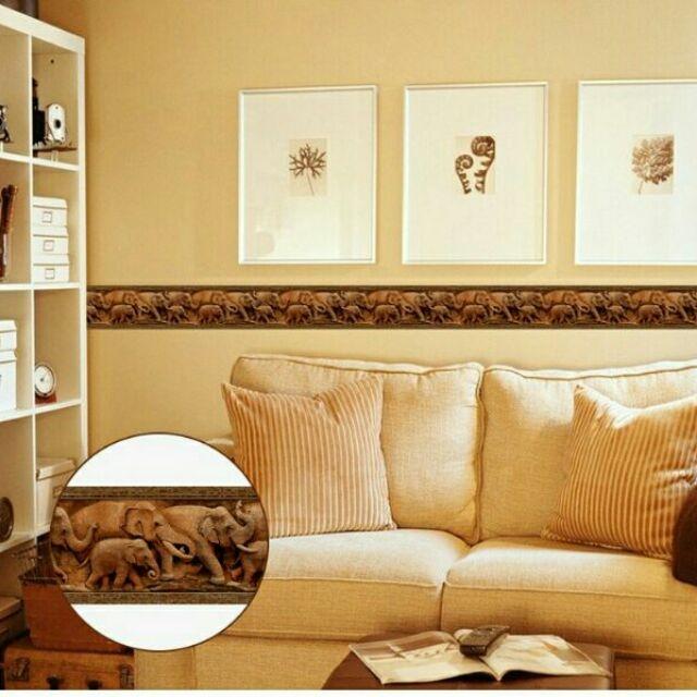 Cuộn 10m len dán viền tường gỗ điêu khắc chiều cao 10cm keo sẵn bóc dán