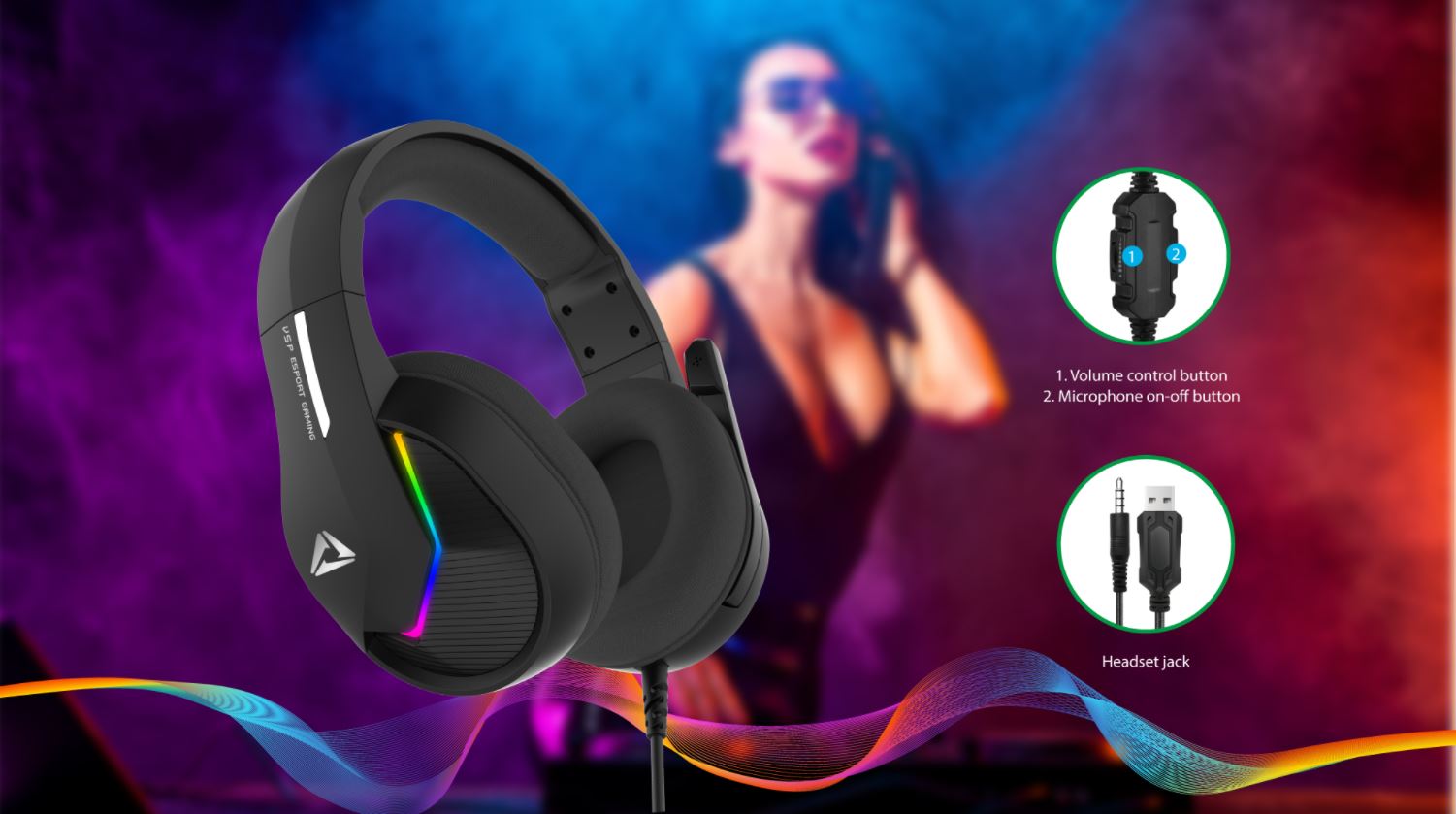 HP Esport Gaming VX2 Led [ 1 Cổng USB + Jack 3.5 ]