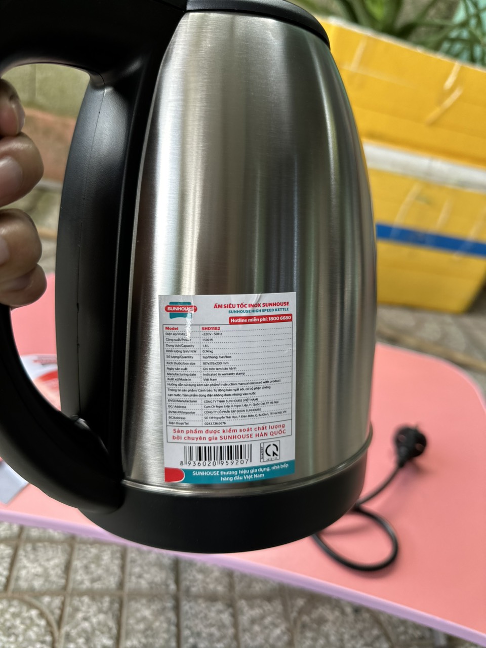 Ấm Đun Nước Siêu Tốc SunHouse - Bình Siêu Tốc Inox 1.8L