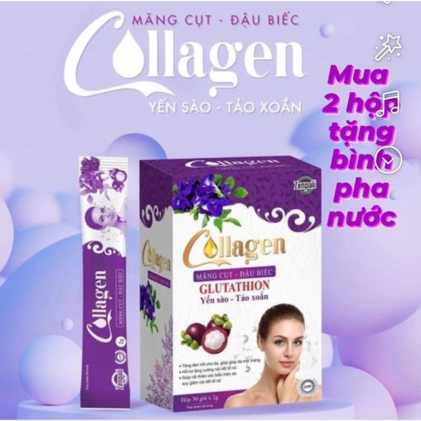 [CHÍNH HÃNG 100%] Collagen Zenpali Măng cụt Đậu biếc - Cốm uống đẹp da dung thử 1 gói giá rẻ