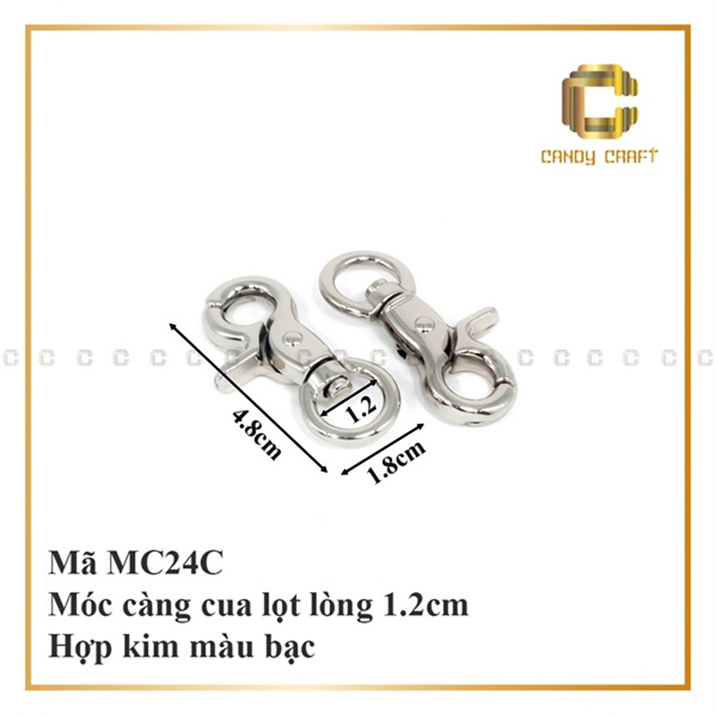 Móc cua màu bạc - phụ kiện làm túi xách