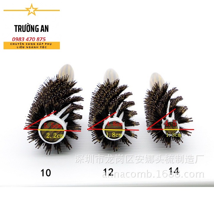 Lược Tròn - Lược sấy uốn Tạo Phồng Kiểu Tóc gỗ - Nano (bé - vừa - to)