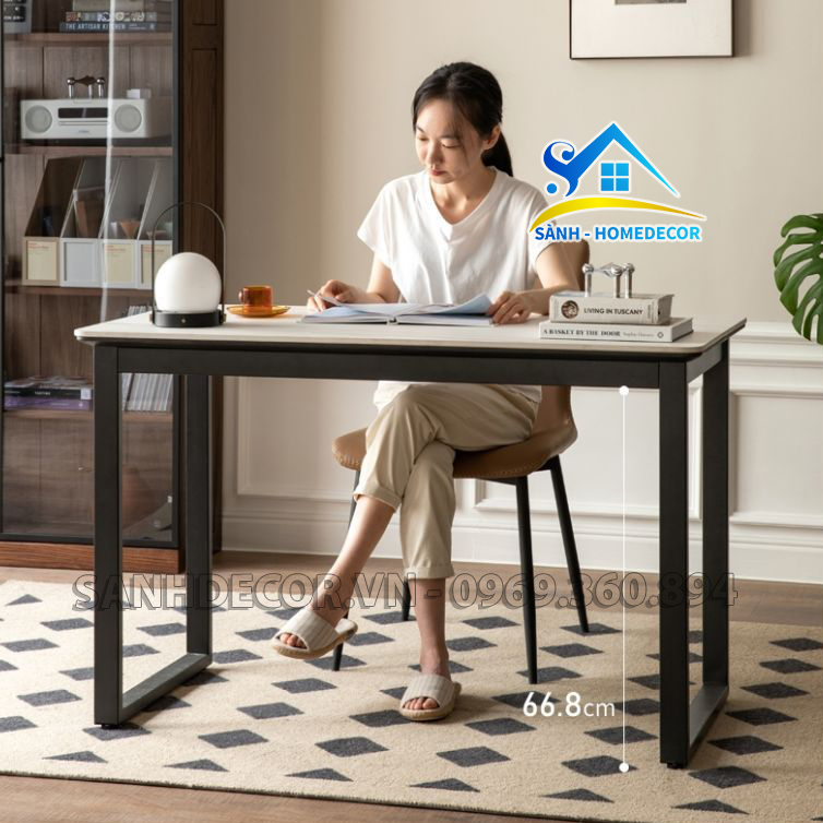 Bàn làm việc, bàn học, bàn chữ U 1m2, bàn chữ U khung sắt hộp to sơn tĩnh điện chống gỉ, bàn học sinh chân U gỗ An Cường cao cấp U001 - SÀNH HOME DECOR
