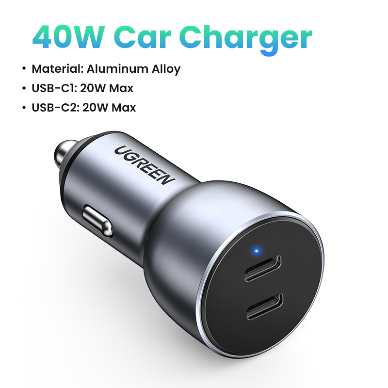 Bộ sạc ô tô UGREEN 4.0 3.0 Bộ sạc nhanh trên ô tô dành cho ô tô Xiaomi Huawei Samsung PD 20W USB C Sạc điện thoại trên ô tô Sumsang Galaxy S24 23 22