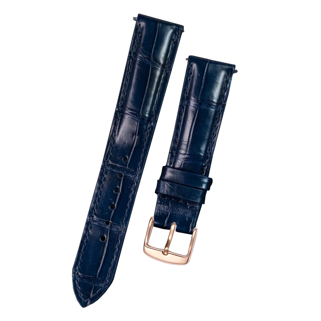 Dây đồng hồ da cá sấu thật cao cấp khóa cài nhiều size 12 14 15 16 17 18 19 20 21 22 24mm