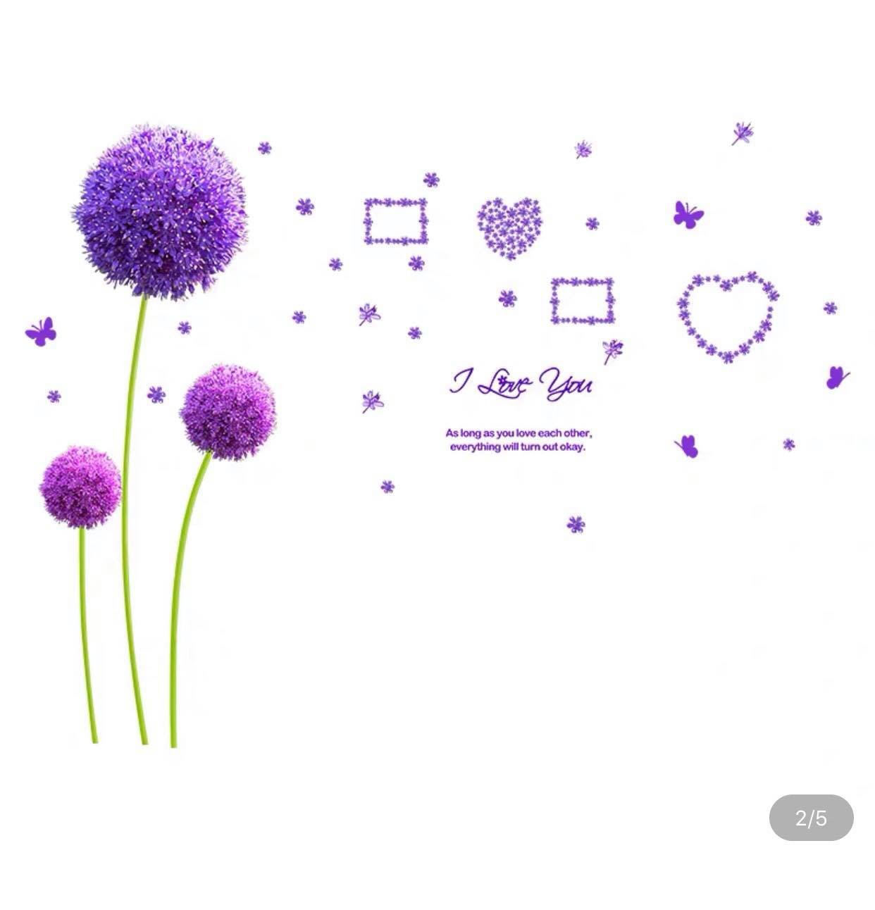 DECAL DÁN TƯỜNG HOA TÚ CẦU TÍM ILU