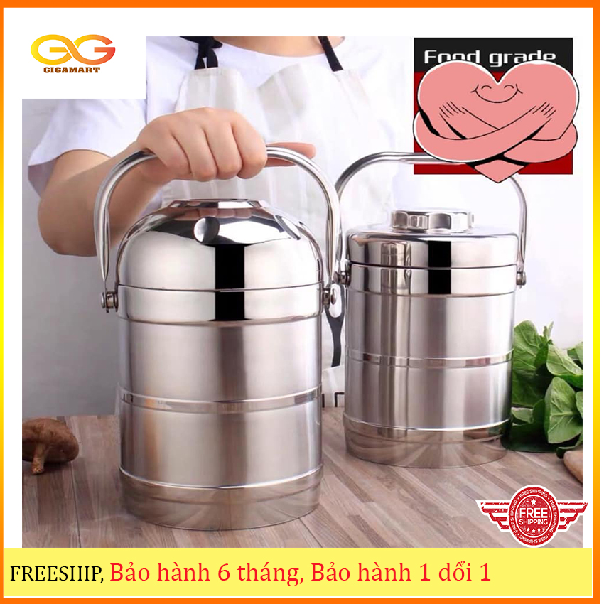 Cặp lồng, cà men 3 tầng inox nắp bát, giữ nhiệt tốt, siêu dày dặn- dung tích 1.3l và 1,9l