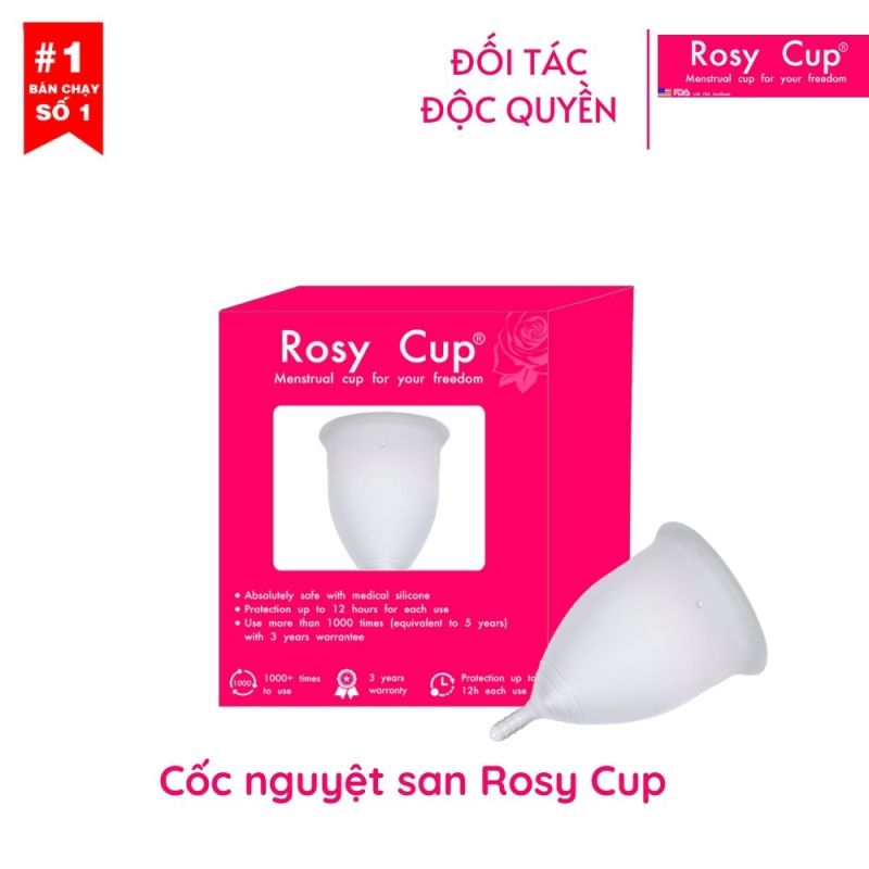 Cốc nguyệt san Rosy Cup chính hãng-Silicone y tế chính hãng Rosy Cup USA đầy đủ mã vạch nhập khẩu