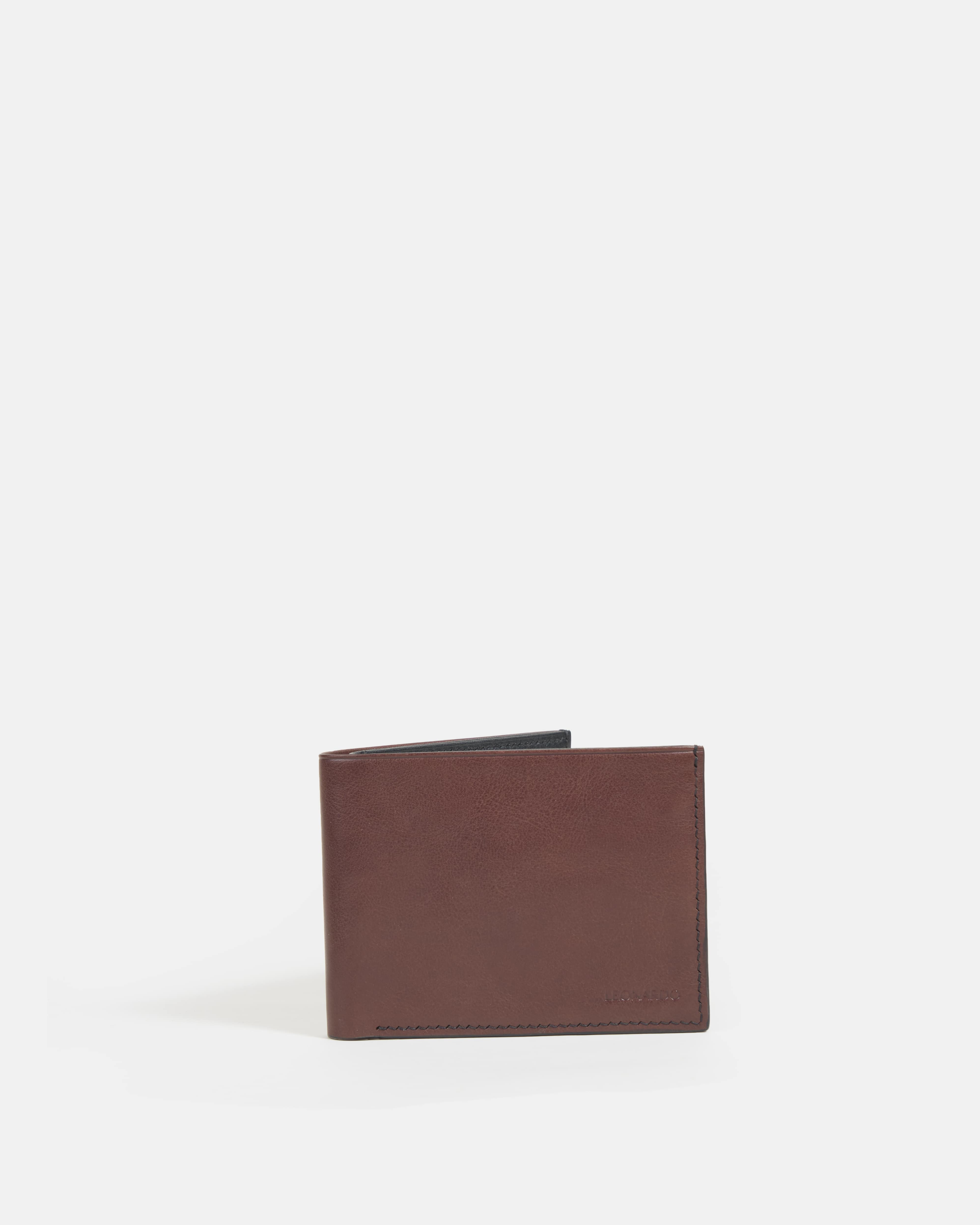 Ví Da Nam Gập Đôi (2 Dáng) Leonardo Hugo Wallet, da Vachetta bền bỉ