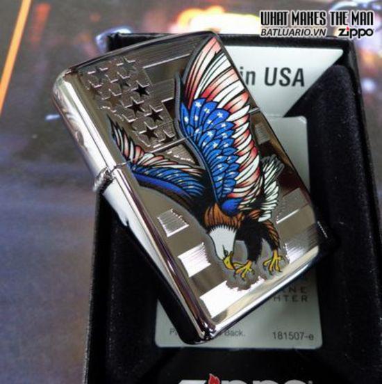 Bật lửa zippo 28449 - Bật lửa zippo Eagle Flag Polished Chrome