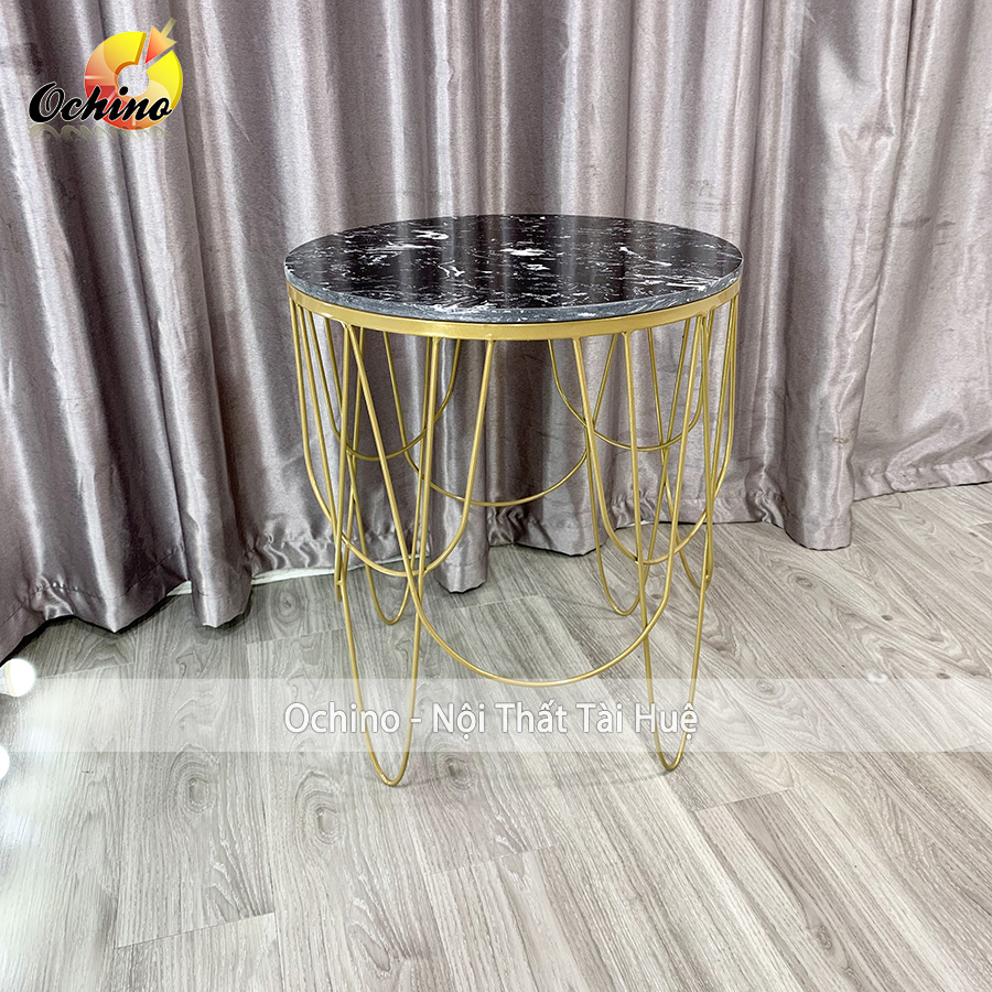 (FREESHIP) Bàn Trà Tròn Sofa Mặt Đá Sang Chảnh Mẫu Mới ( Sẵn 2 Mầu Đen Và Trắng)