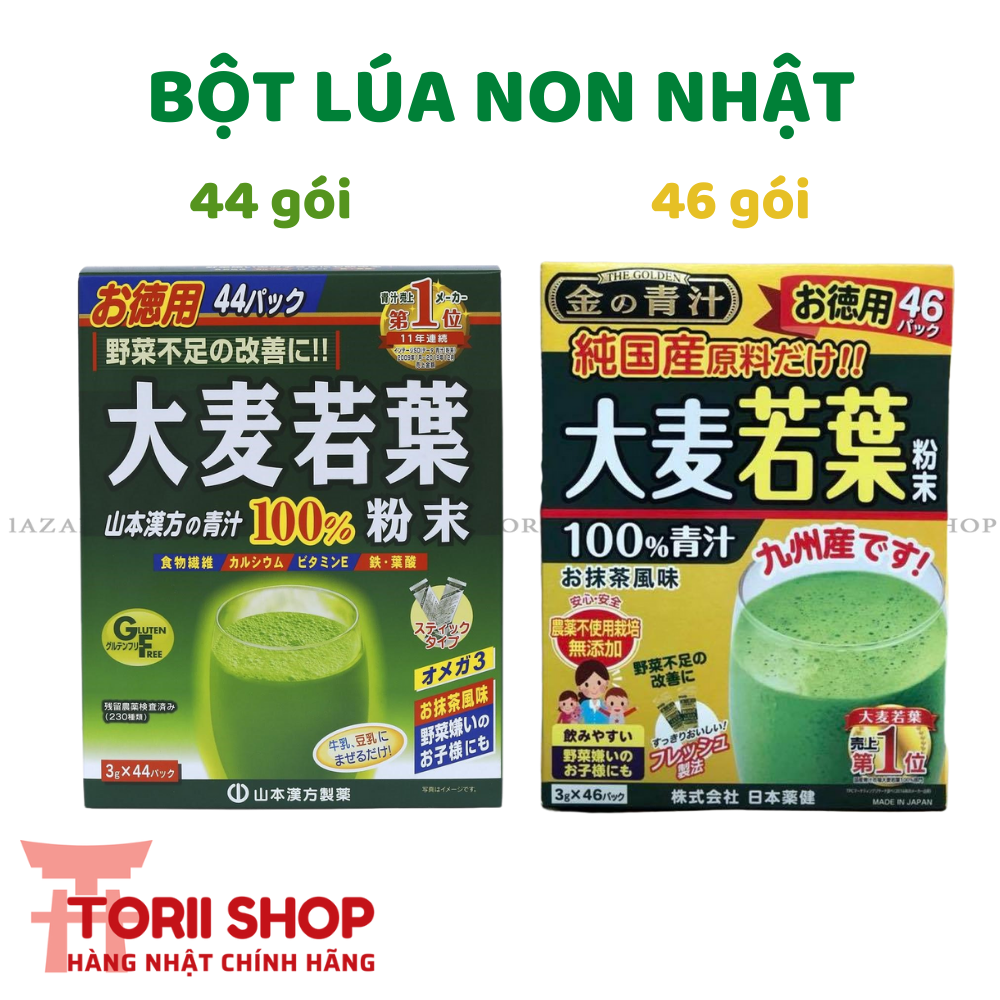 [Date dài] Bột mầm lúa mạch non, bột lá lúa non nguyên chất hàng chính hãng Nhật Bản 2 loại | Bột mầm lúa mạch non Grass Barley 44 gói | Bột lá lúa non Barley Golden 46 gói bổ sung chất xơ, vitamin, tăng đề kháng, thanh lọc cơ thể