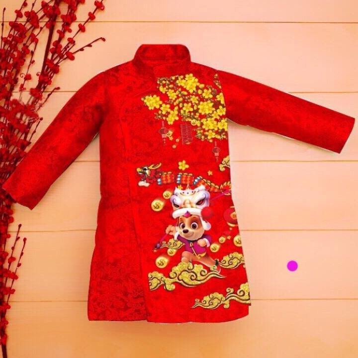 áo dài đỏ mặc tết bé trai