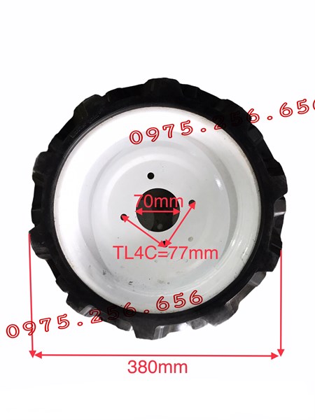 Lốp 400-8 lốp đặc + lá Zăng TQ phụ tùng máy cày phụ tùng nhà nông hùng lỳ