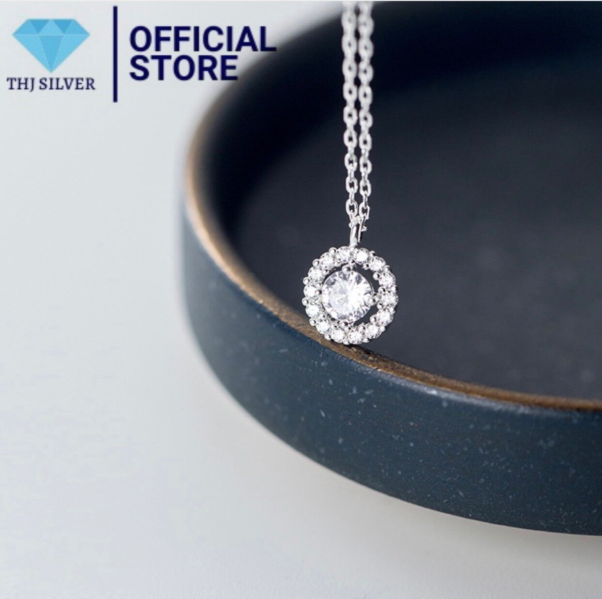 Dây chuyền nữ THJ - Dây mặt tròn đá zircon sáng đẹp nhỏ xinh bạc ta