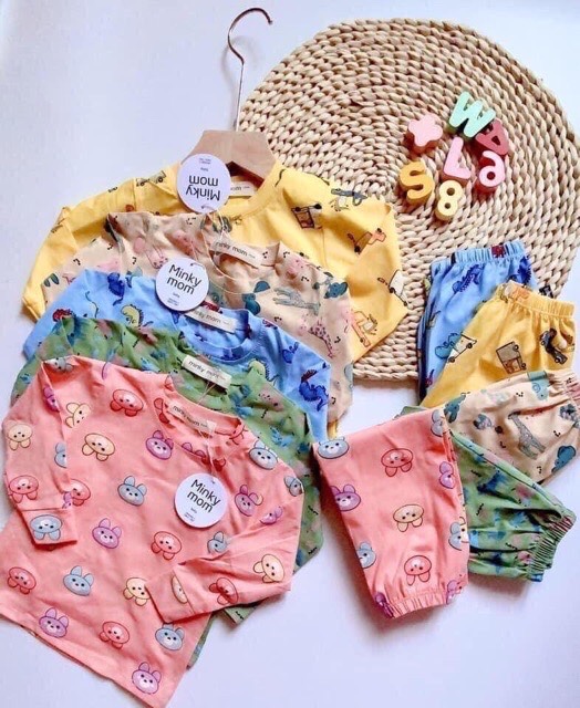 Bộ minky mom thun lạnh hoạ tiết cao cấp